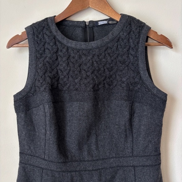 Magaschoni Cable Knit Wool Blend Sleeveless Shift Dress Sz 4 Gray - Picture 2 of 9